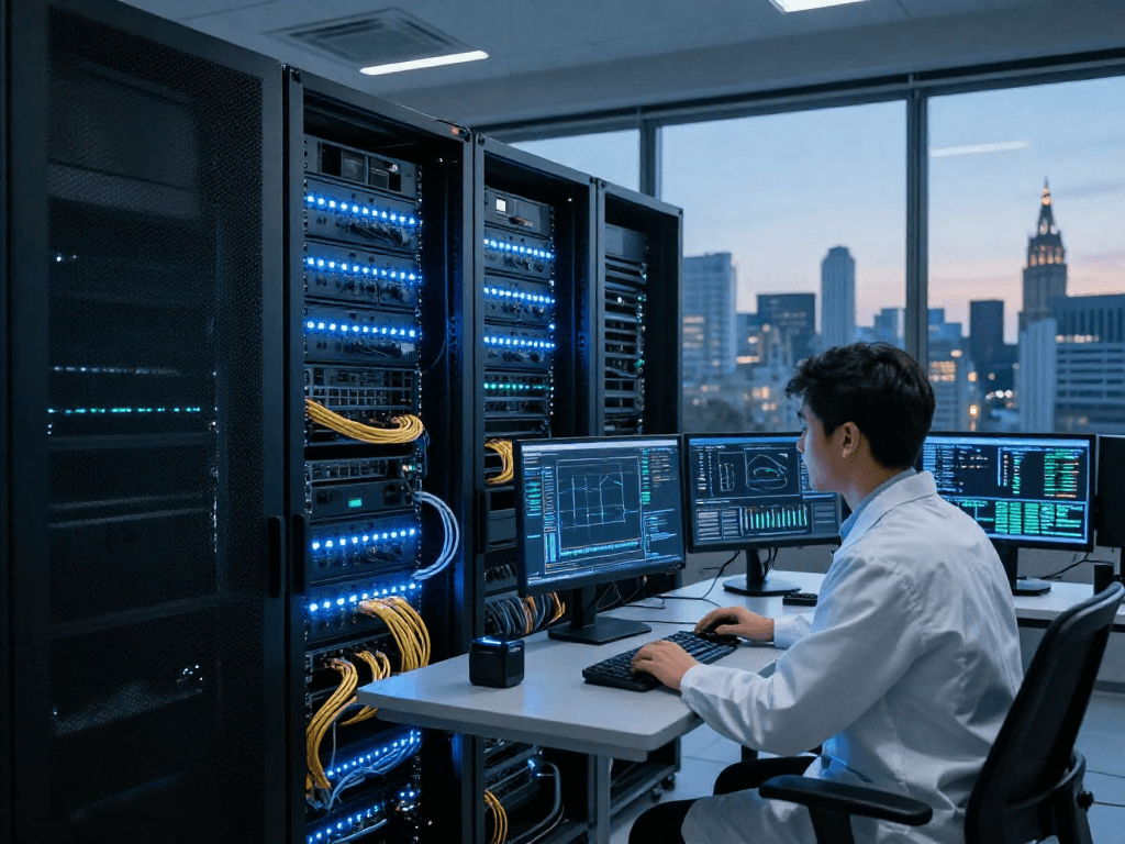 Dynamic server infrastructure at rokok88 showcasing high-tech data center operations